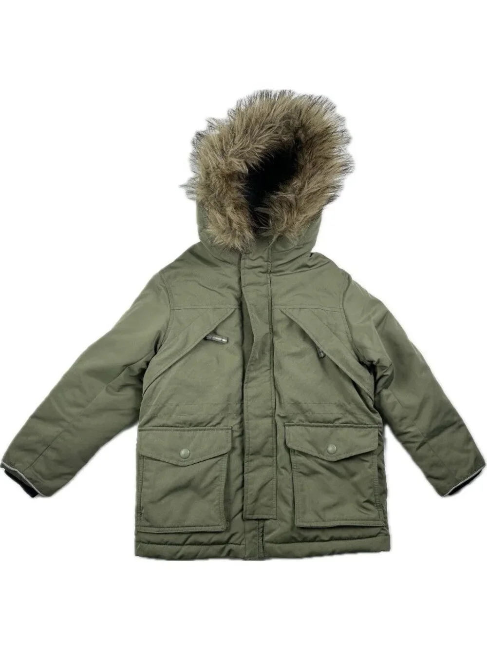 Gap Kids Boy Girl Faux-fur Warm Parka Green Fleece Jacket Coat Small 6-7